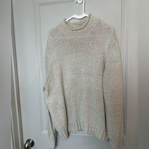 Todd Snyder Cotton/Linen Roll Neck Oatmeal Quiet Luxury Sweater, Size XL